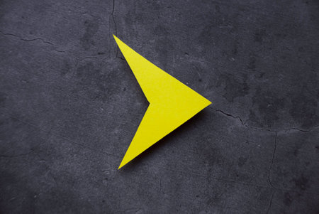 Yellow arrow pathway sign. Future life with direction or obsctacle reroute symbol. Business success...