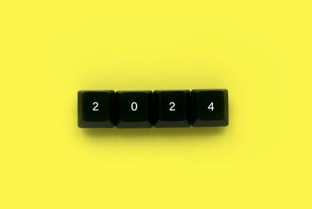 New year concept. Computer keyboard written with new year number.の写真素材