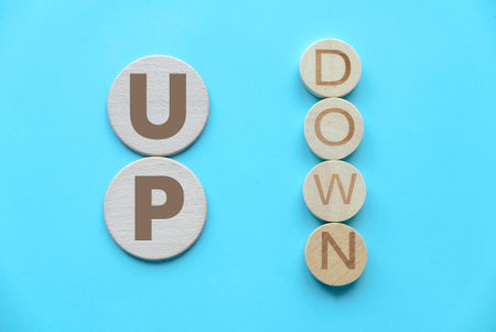 Up and down concept. Alphabet of word up and down.の写真素材