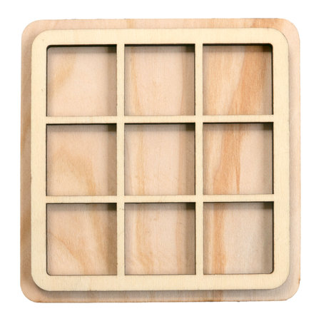 wooden square box case isolated white.の写真素材