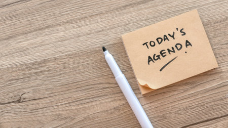 Today's Agenda Note with penの写真素材
