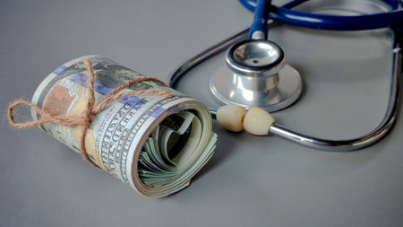 Stethoscope and Money Representing Healthcare Economics, Medical Costs, and Financial Health