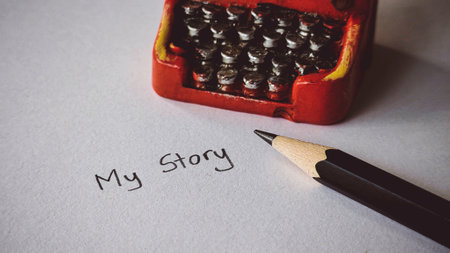 Writing a Story â€“ Close-up of a Pencil, Paper, and Red Typewriter
