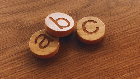 ABC Wooden Letters on a Natural Wood Background