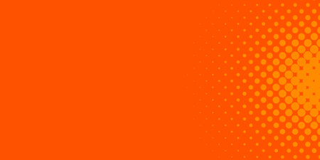 Vibrant Orange Halftone Dot Pattern: Side Gradient Fade Background for Pop Art Banner and Abstract Graphic Design Templateの写真素材