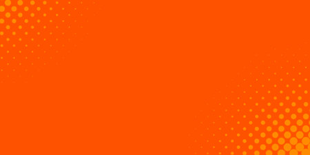Vibrant Orange Halftone Dot Corner Pattern: Gradient Fade Frame for Bright Pop Art Banner and Abstract Graphic Design Templateの写真素材