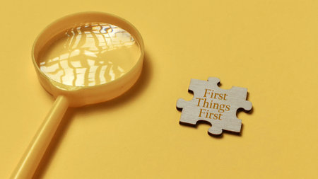 First Things First Priority Setting and Time Management Conceptの写真素材