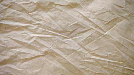 Wrinkled Beige Tent Fabric Texture with Creases and Folds as a Neutral Backgroundの写真素材