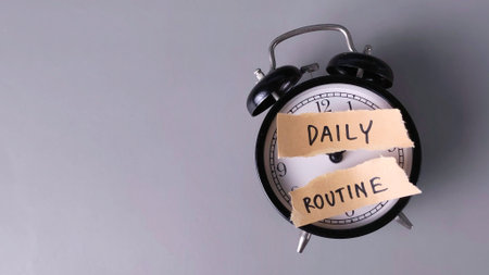 Alarm Clock with Daily Routine Note: Time Management, Habit Formation, and Personal Organizationの写真素材