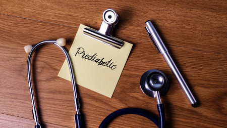Prediabetic Health Awareness and Medical Diagnosis with Stethoscope on Wooden Table