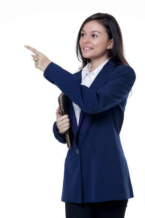 Portrait of a businesswoman holding a note bookの写真素材