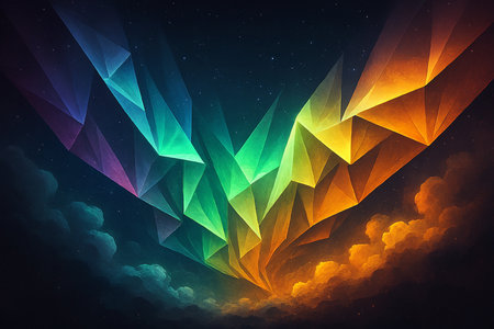 Abstract colorful polygonal origami background. Futuristic technology style.の素材