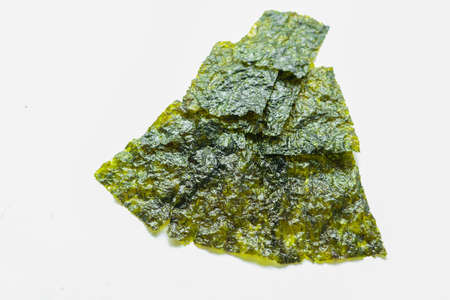 nori seaweed isolated on white background. Japanese food nori. Dry seaweed sheets.の写真素材