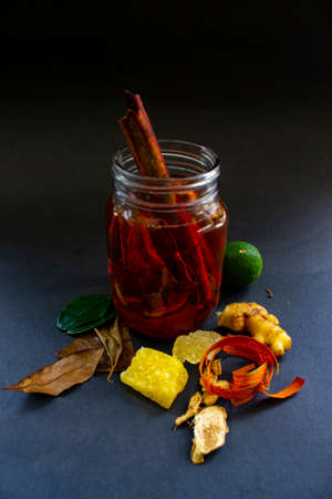wedang uwuh is traditional herbal drink from indonesia.  made from cinnamon, nutmeg and cloves...