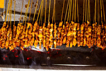 ancestor, appetizer, asia, ayam, barbecue, barbeque, bbq, charcoal, chicken satay, chili sauce,...