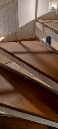 Spiral Winding Staircase, Taken from above with the white stair railings showingの写真素材