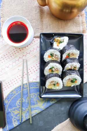 kimbap or gimbap is Korean roll Gimbap(kimbob) made from steamed white rice (bap) and various other...