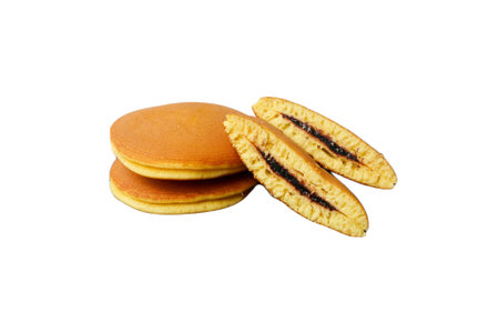 Dorayaki. Japanese bean paste pancake on a white background. Dorayaki is a cake that comes from Japanの写真素材