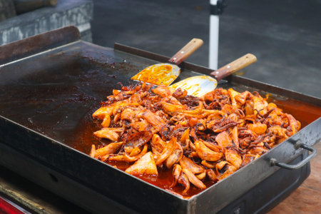 grilled squid, a street food made from grilled squid with spicy spicesの写真素材