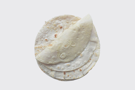 Flour Tortilla Wraps Homemade wheat tortillas, pita bread, tortilla, pita with ingredients for cooking on table. Top view. The concept of homemade food.の写真素材