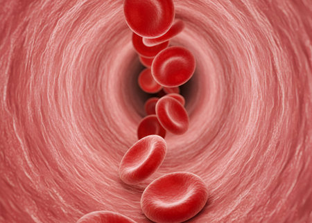 red blood cells in a red vein. Concept of life and vitality, as the red blood cells are the life force of the bodyの写真素材