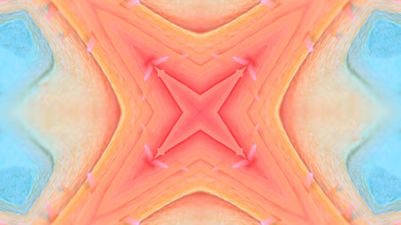 kaleidoscope effect background with gradations of red, orange and yellow with tropical nuances in...