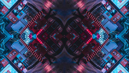 abstract metaverse glow technology future kaleidoscope backgroundの写真素材
