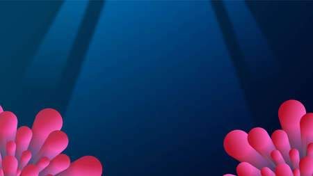 aquarium background with anemones below and lights like in the seaの写真素材