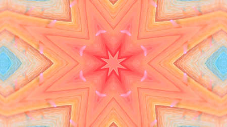 kaleidoscope effect background with gradations of red, orange and yellow with tropical nuances in the shape of a starの写真素材