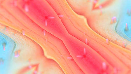 background kaleidoscope effect gradations of yellow, orange and red with tropical nuances in a unique shapeの写真素材