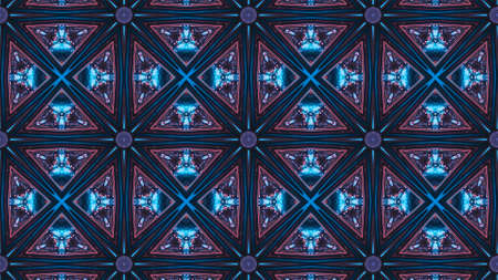 blue and red tech glow background pattern on black background, circle, square and shapeの写真素材