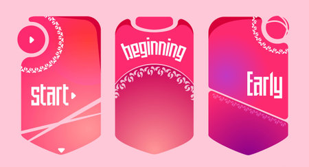 three types of red-graded simple game uiのイラスト素材
