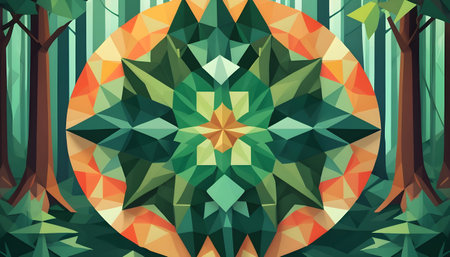 bold kaleidoscope geometry background with spinesの写真素材