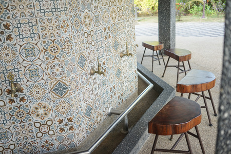 Masjid Ar Rahman in Pulau Gajah, Kelantan. Unique architecture design for wuduk (ablution) area at mosque.の写真素材