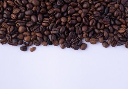 coffee beans isolated with white backgroundの写真素材