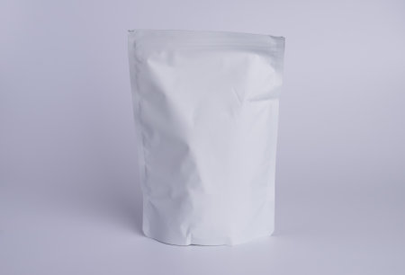 Pouch bag packaging isolated with white background. Mock Up Template ready for your design