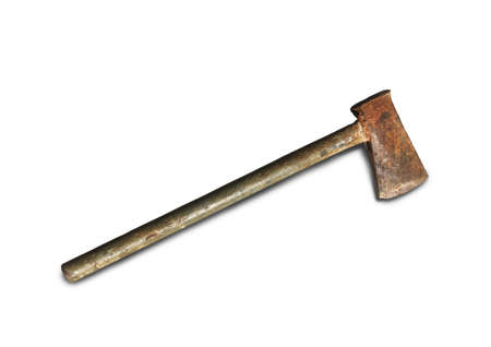 Old metal axe isolated on a white background