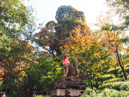 Shizuoka, Japan, December 7, 2019: Beautiful wolf statue in japan
