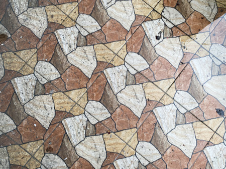 Retro design featuring a scratched and weathered concrete floor.の写真素材