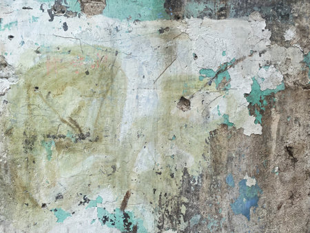 Dirty and ancient concrete wall with a crumpled paper effect.の写真素材