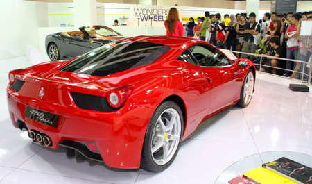 KUALA LUMPUR - DEC 10: Rear view of Ferrari 458 Italia at the Kuala Lumpur International Motor Show 2010 on DECEMBER 10, 2010 in Kuala Lumpur, Malaysia のeditorial素材