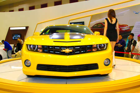 KUALA LUMPUR, MALAYSIA - DEC 10: Chevrolet Camaro from Transformers were displayed at Kuala Lumpur International Motor Show on December 10, 2010 in Kuala Lumpur Malaysia のeditorial素材