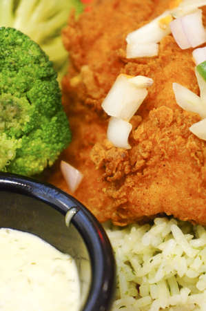 Chicken with Rice and broccoliの写真素材