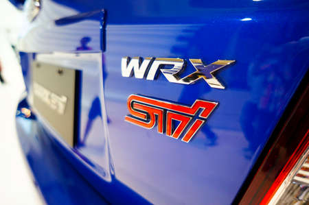 KUALA LUMPUR - NOV 16  Subaru WRX STI on display at the Car Of The Year Auto Show on November 16 2013 in Kuala Lumpur, Malaysiaのeditorial素材