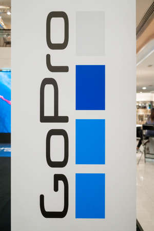 KUALA LUMPUR, MALAYSIA - SEPTEMBER 29, 2017: GoPro logo during product launch. GoPro, Inc. is an American technology company founded in 2002 by Nick Woodmanのeditorial素材
