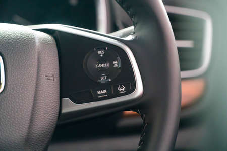 KUALA LUMPUR, MALAYSIA - SEPTEMBER 30, 2017: Radio Steering remote button from Honda CR-V at roadshow in Kuala Lumpur, Malaysia.のeditorial素材