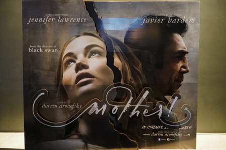 KUALA LUMPUR, MALAYSIA - SEPTEMBER 23, 2017: Mother! movie poster; is a 2017 American psychological horror film starring Jennifer Lawrence, Javier Bardem, Ed Harris, and Michelle Pfeifferのeditorial素材