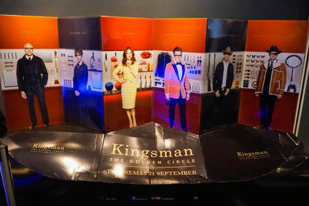 KUALA LUMPUR, MALAYSIA - SEPTEMBER 23, 2017: Kingsman: The Golden Circle movie poster; is a 2017 action spy comedy film sequel to Kingsman: The Secret Service based on the comic book seriesのeditorial素材