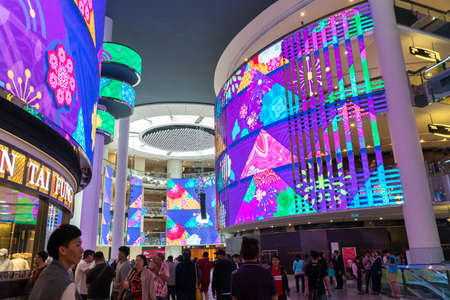 GENTING HIGHLAND, MALAYSIA - SEPTEMBER 16, 2017: SkyAvenue shopping mall. SkyAvenue features a dazzling LED display system that spreads across its atrium, columns and ceiling.のeditorial素材