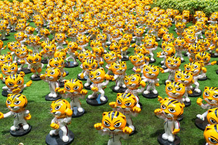 KUALA LUMPUR, MALAYSIA - AUGUST 19, 2017: Mascot 'Rimau' at Kuala Lumpur Sea games 2017. RIMAU stands for Respect, Integrity, Move, Attitude & Unity. Selective focus.のeditorial素材